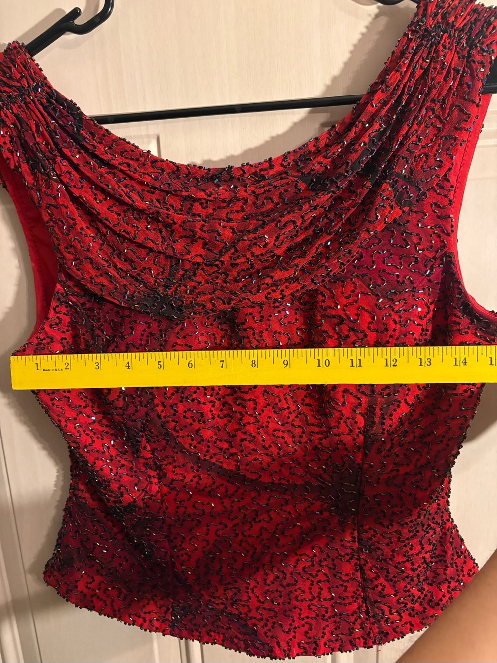 Cache Red Beaded Draped Neckline Evening Top MEDIUM Y2K Grunge Fairy Whimsy Vamp - Picture 10 of 16